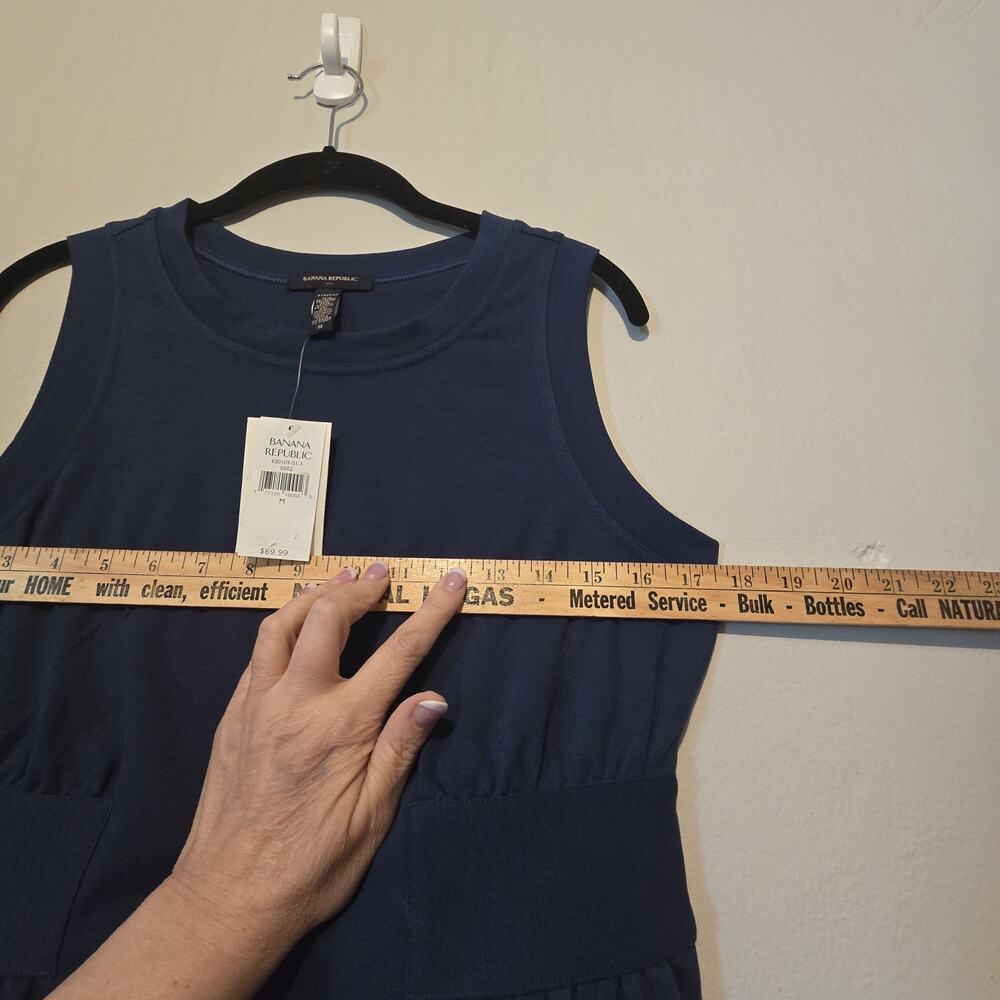 Banana Republic NEW Sleeveless Dress Womens MED Stretch Blue Preppy Business $69 - Picture 8 of 13